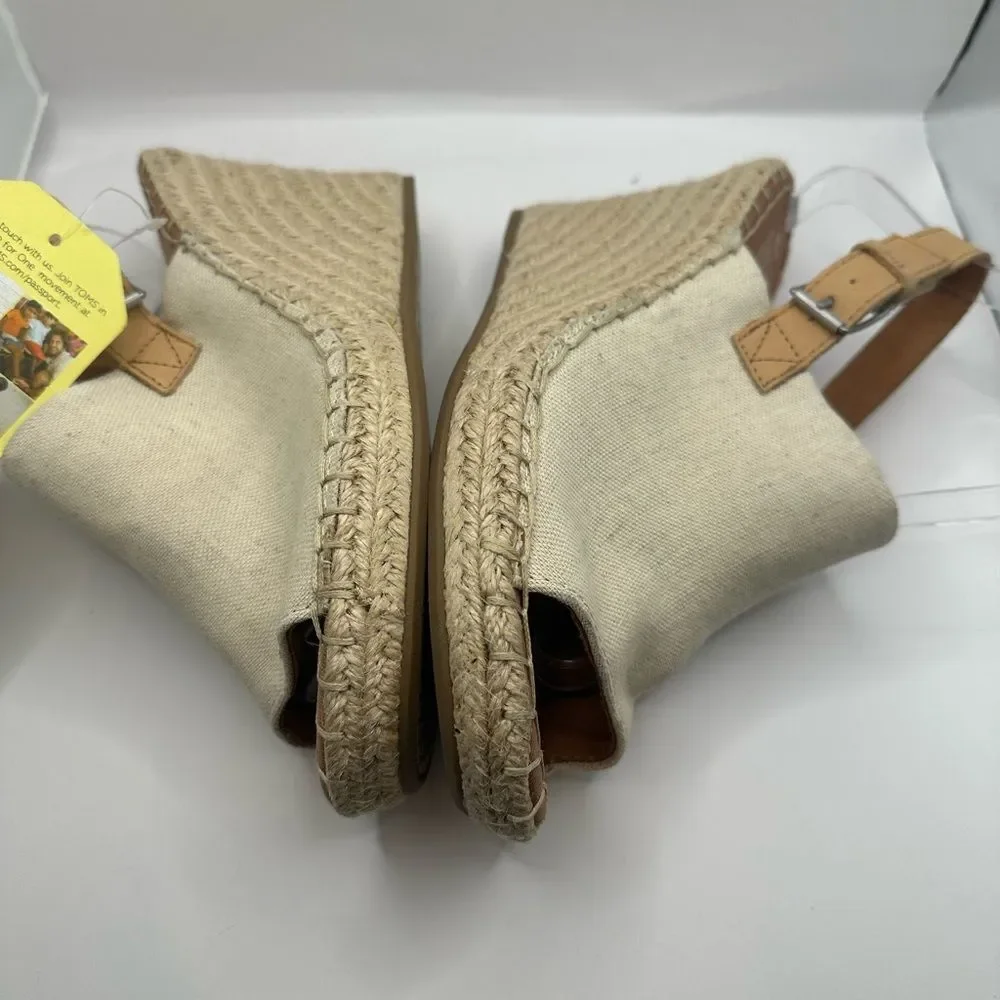 Tom’s Women's Monica Natural Hemp Cream Wedges Size 8 NWT